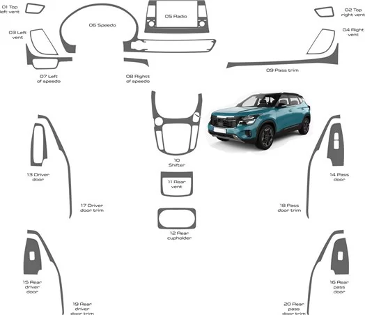 KIA SELTOS 2021-2023 Set completo, senza kit di rivestimento cruscotto interno WHZ NAVI KIA SELTOS 2021-2023 Set completo, senza kit di rivestimento cruscotto interno WHZ NAVI