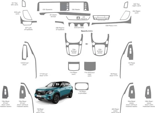 KIA SELTOS 2024-up Set completo, kit di finiture per cruscotto interno WHZ KIA SELTOS 2024-up Set completo, kit di finiture per cruscotto interno WHZ