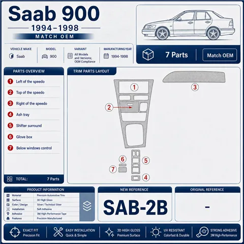 Saab 900 1994-1998 OEM Compliance kit rivestimento cruscotto e interni 3D 7 pezzi