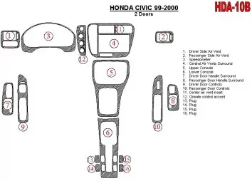 Honda Civic 1999-2000 2 Doors 16 Parts set Cruscotto BD Rivestimenti interni