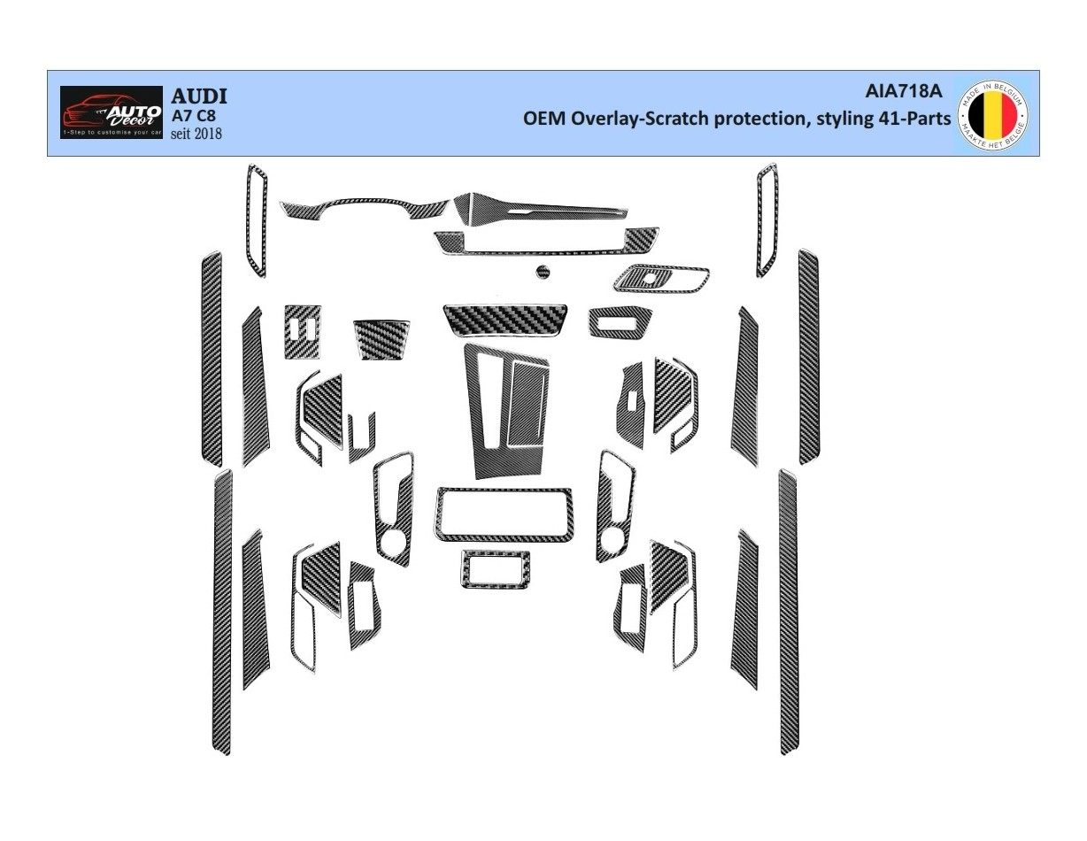 Audi A7 C8 seit 2018 Kit Rivestimento Cruscotto all'interno del veicolo Cruscotti personalizzati 41-Decori