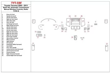 Toyota Tacoma 2005-UP Mascherine sagomate per rivestimento cruscotti 