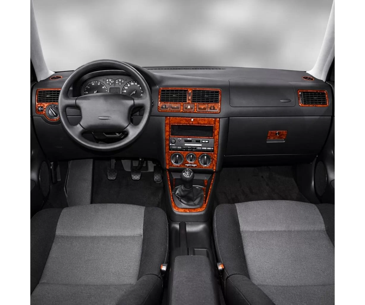 Volkswagen Golf IV 10.97-09.03 Mascherine sagomate per rivestimento cruscotti 15-Decori