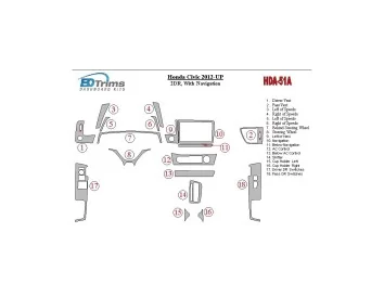 Honda Civic 2012-UP With NAVI Cruscotto BD Rivestimenti interni Honda Civic 2012-UP With NAVI Cruscotto BD Rivestimenti interni