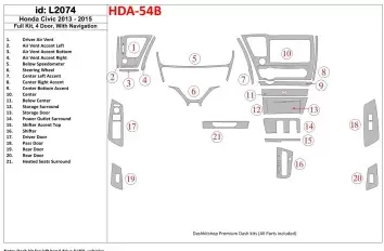 Honda Civic 2013-UP Full Set, 4 Doors, With NAVI Cruscotto BD Rivestimenti interni