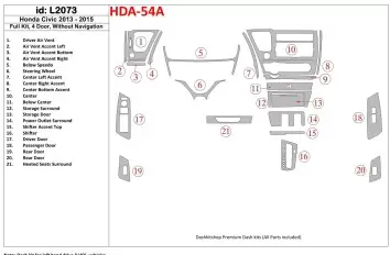 Honda Civic 2013-UP Full Set, 4 Doors, Without NAVI Cruscotto BD Rivestimenti interni