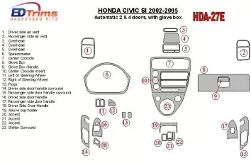 Honda Civic SI 2002-UP SI Model Cruscotto BD Rivestimenti interni Honda Civic SI 2002-UP SI Model Cruscotto BD Rivestimenti interni