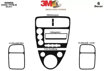 Honda Civic Type R 03.01 - 09.06 Kit Rivestimento Cruscotto all'interno del veicolo Cruscotti personalizzati 6-Decori Honda Civic Type R 03.01 - 09.06 Kit Rivestimento Cruscotto all'interno del veicolo Cruscotti personalizzati 6-Decori