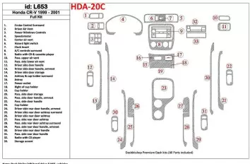 Honda CR-V 1999-2001 Full Set, 33 Parts set Cruscotto BD Rivestimenti interni