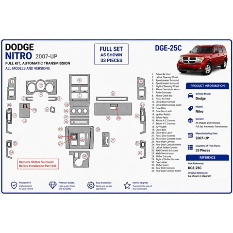 Dodge Nitro 2007+ set completo, cambio automatico kit cruscotto 3D 2