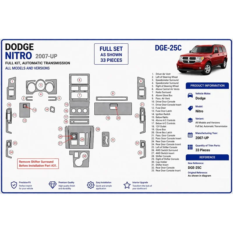 Dodge Nitro 2007+ set completo, cambio automatico kit cruscotto 3D