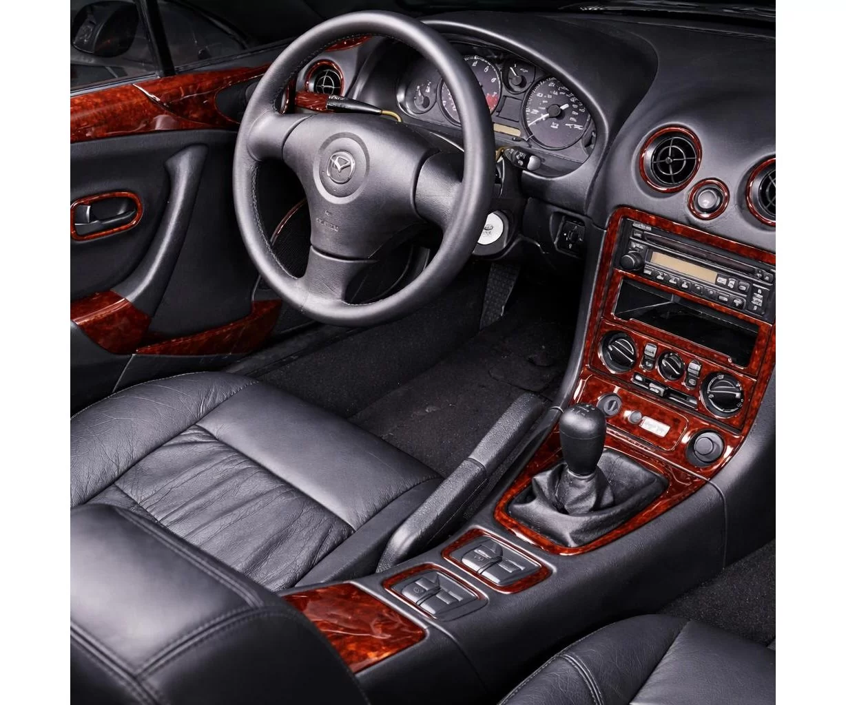 Mazda Miata 1999-2000 Full Set, With Fog Light Switch Mascherine sagomate per rivestimento cruscotti Mazda Miata 1999-2000 Full Set, With Fog Light Switch Mascherine sagomate per rivestimento cruscotti