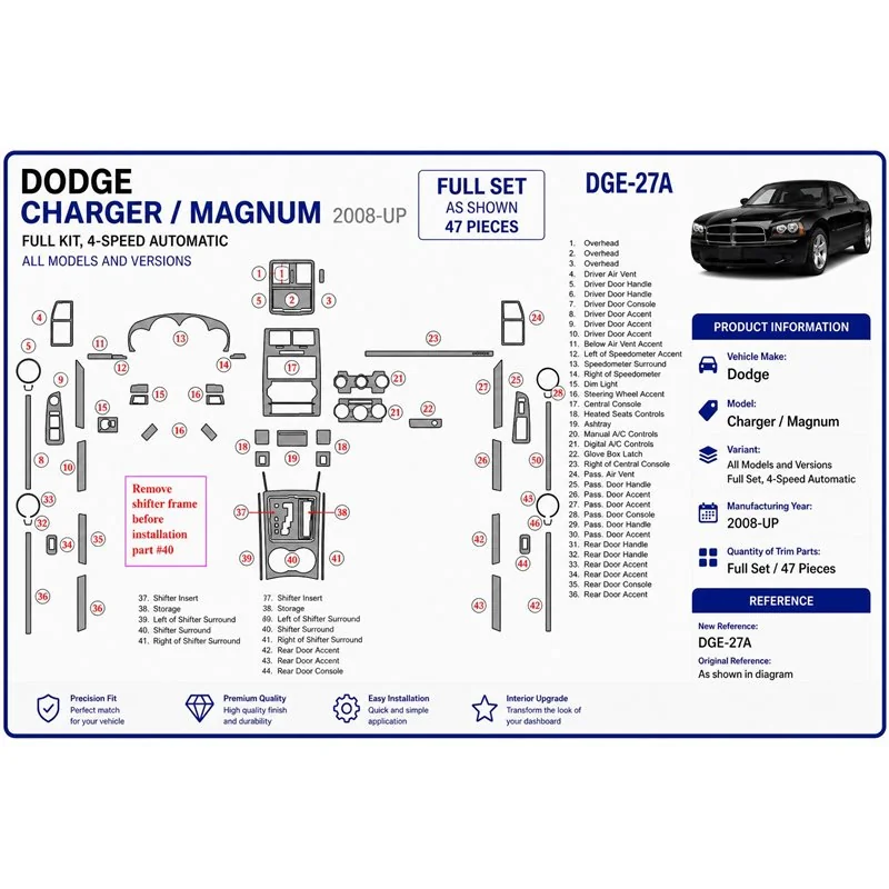 Dodge Charger 2008+ set completo kit cruscotto 3D