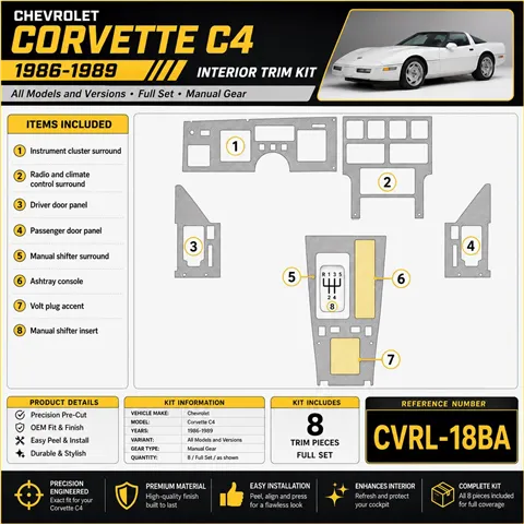 Chevrolet Corvette C4 1986-1989 set completo; cambio manuale kit rivestimento cruscotto e interni 3D
