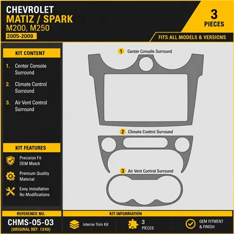 Chevrolet Matiz-Spark 2005-in poi kit rivestimento cruscotto e interni 3D 3 pezzi
