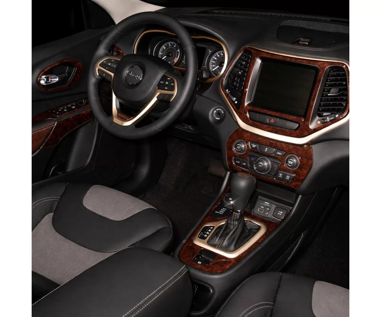 Jeep Cherokee 2014-UP Full Set, Climate-Control Mascherine sagomate per rivestimento cruscotti Jeep Cherokee 2014-UP Full Set, Climate-Control Mascherine sagomate per rivestimento cruscotti