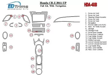 Honda CR-Z 2011-UP Full Set With NAVI Cruscotto BD Rivestimenti interni Honda CR-Z 2011-UP Full Set With NAVI Cruscotto BD Rivestimenti interni