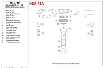 Honda CR-Z 2011-UP Full Set Without NAVI Cruscotto BD Rivestimenti interni