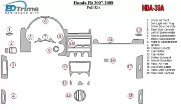Honda Fit 2007-2008 Full Set Cruscotto BD Rivestimenti interni