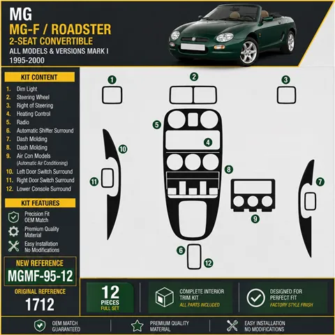 MG MG-F 1995-2000 kit rivestimento cruscotto e interni 3D 12 pezzi 2