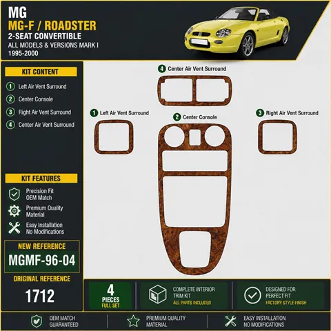 MG MG-F 1996-2000 kit rivestimento cruscotto e interni 3D 4 pezzi 2