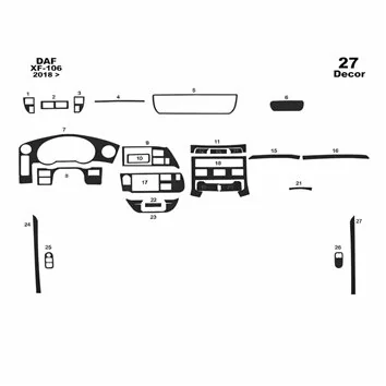 Daf XF106/116 2013-2021 3M Mascherine sagomate per rivestimento cruscotti 23-Decori 2