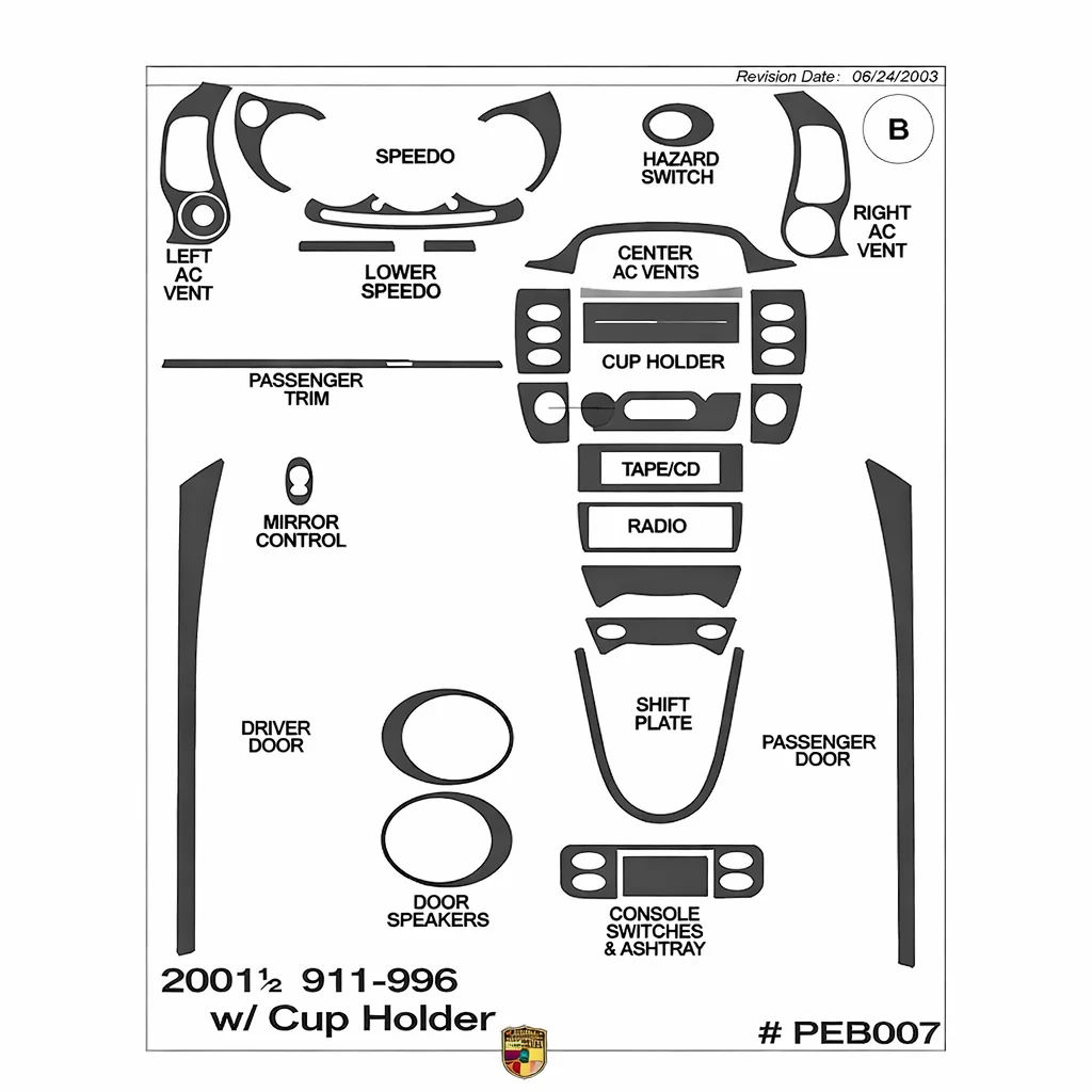 Porsche 911 2001½ Basic Mascherine sagomate per rivestimento cruscotti 