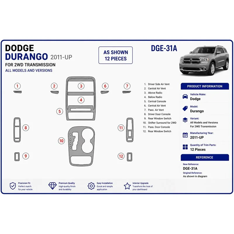 Dodge Durango 2011+ kit cruscotto 3D