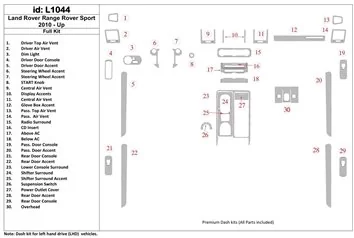 Land Rover Range Rover Sport 2010-2013 Mascherine sagomate per rivestimento cruscotti 30-Decori 2