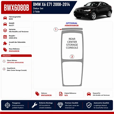 BMW X6 E71 2008-2014 kit rivestimento cruscotto e interni 3D 2 pezzi
