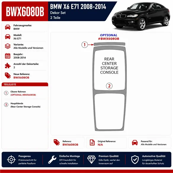 BMW X6 E71 2008-2014 kit rivestimento cruscotto e interni 3D 2 pezzi
