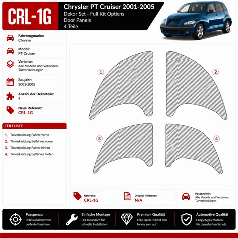 Chrysler PT Cruiser 2001-2005 Door panels kit rivestimento cruscotto e interni 3D 4 pezzi