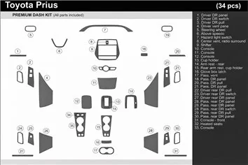Toyota Prius 2016-2022 Full Mascherine sagomate per rivestimento cruscotti 34 2