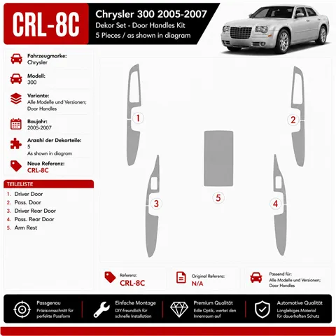 Chrysler 300 2005-2007 Door Handles kit rivestimento cruscotto e interni 3D