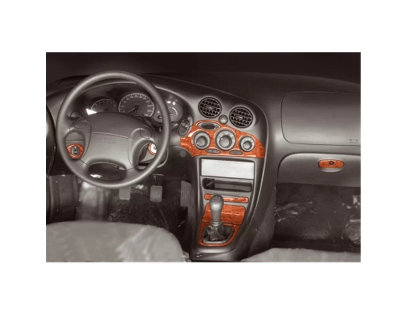 Hyundai Coupe 08.96 - 12.04 Kit Rivestimento Cruscotto all'interno del veicolo Cruscotti personalizzati 8-Decori