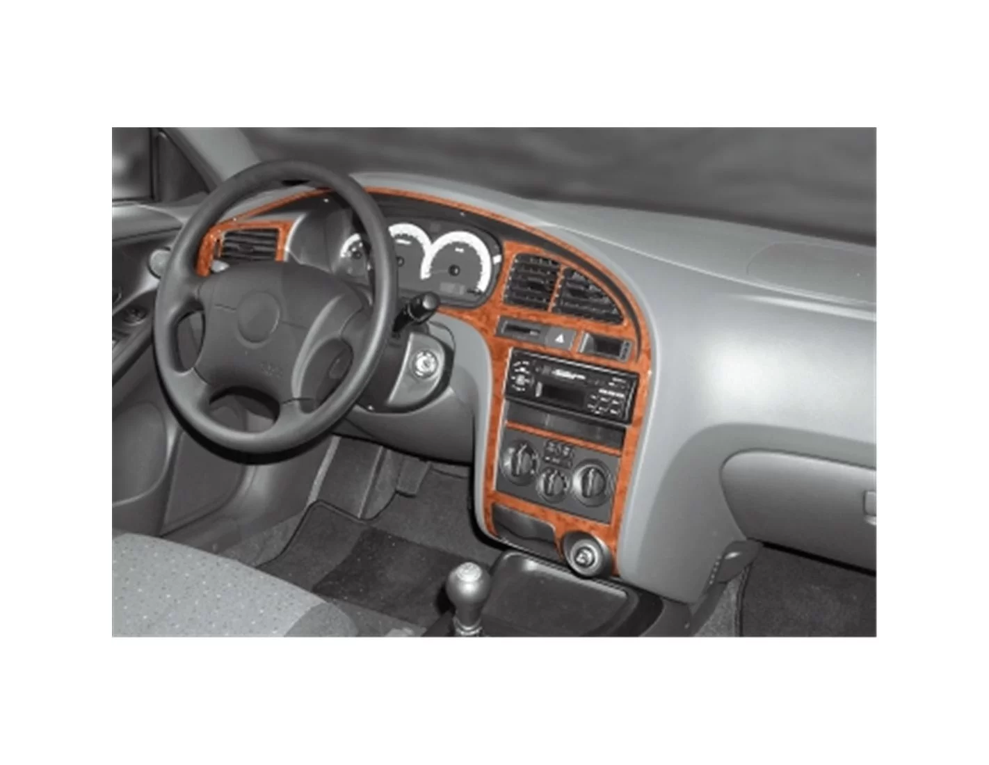 Hyundai Elantra 08.00 - 12.03 Kit Rivestimento Cruscotto all'interno del veicolo Cruscotti personalizzati 8-Decori