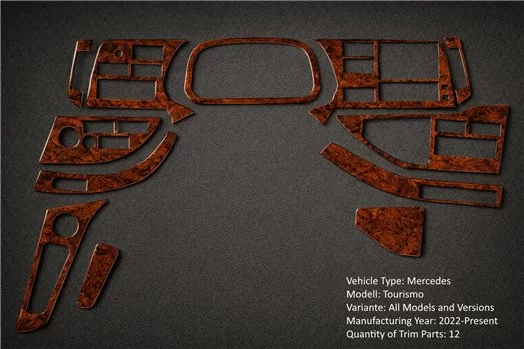 Mercedes Tourismo 2022 RHD Mascherine sagomate per rivestimento cruscotti 12-Decori