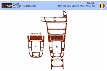 Audi A4 B8 Typ 8K 2009-2015 Mascherine sagomate per rivestimento cruscotti 7-Decori 2