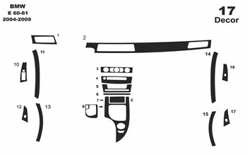 BMW 5-Series E60 2003-2008 Mascherine sagomate per rivestimento cruscotti 17-Decori 2