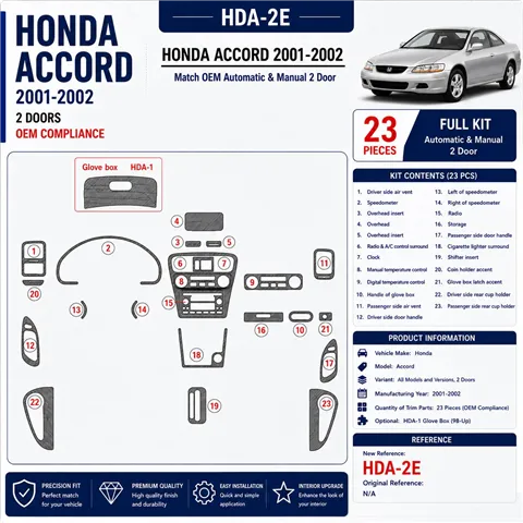 Honda Accord 2001-2002 2 porte; OEM Compliance kit rivestimento cruscotto e interni 3D 23 pezzi