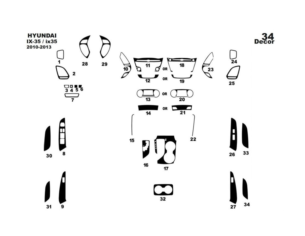 Hyundai ix35 2010-2013 Kit Rivestimento Cruscotto all'interno del veicolo Cruscotti personalizzati 34-Decori Hyundai ix35 2010-2013 Kit Rivestimento Cruscotto all'interno del veicolo Cruscotti personalizzati 34-Decori