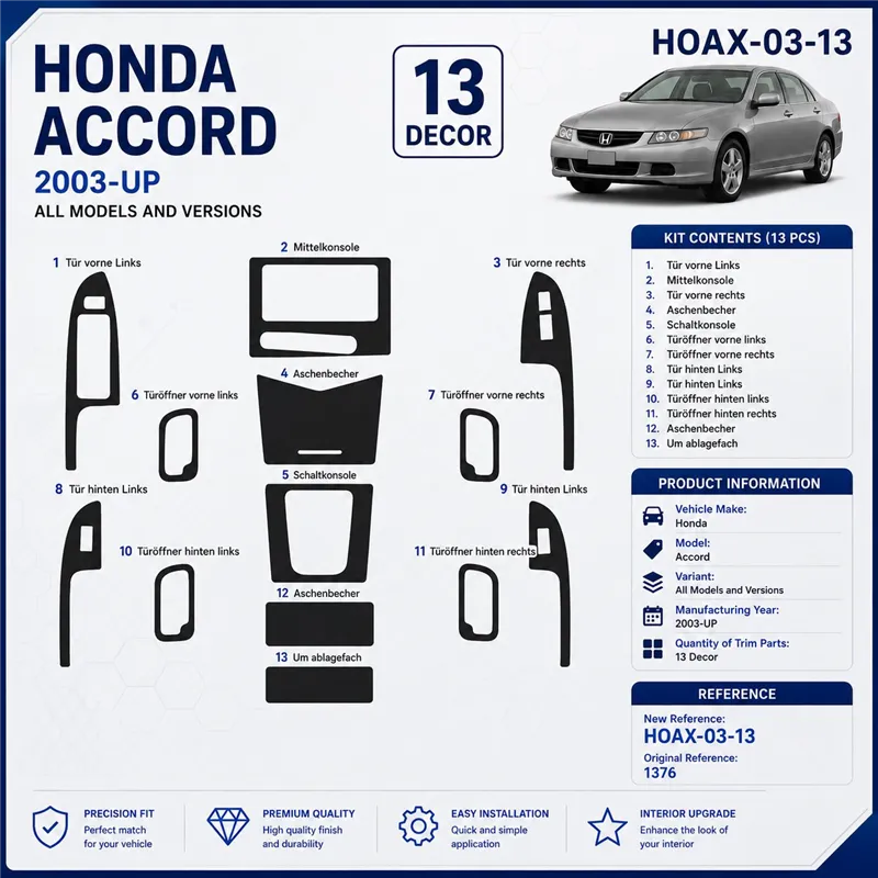 Honda Accord 2003-in poi kit rivestimento cruscotto e interni 3D 13 pezzi