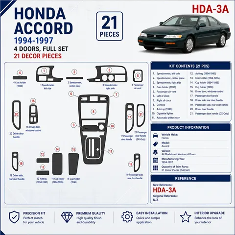 Honda Pilot 2005-2005 set completo; senza sistema di navigazione kit rivestimento cruscotto e interni 3D