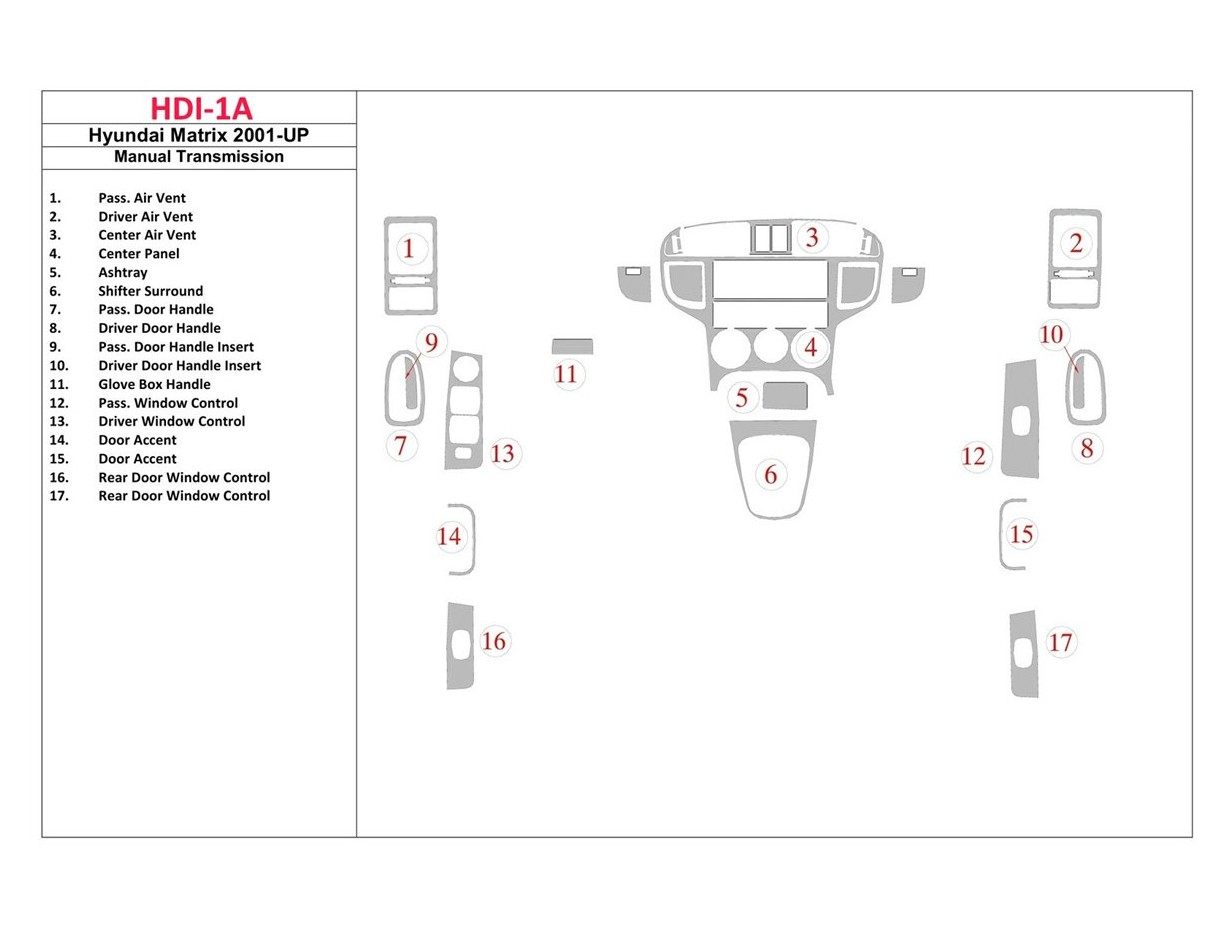 Hyundai Matrix 2001-UP Manual Gear Box Cruscotto BD Rivestimenti interni