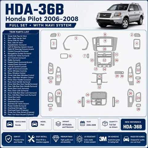 Honda Pilot 2006-2008 set completo; con sistema di navigazione kit rivestimento cruscotto e interni 3D