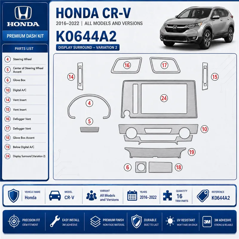 Honda CR-V 2016-2022 kit rivestimento cruscotto e interni 3D 16 pezzi