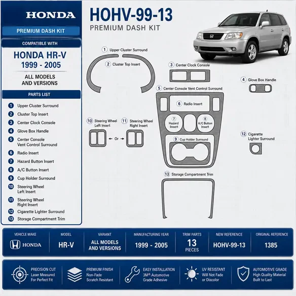 Honda HR-V 1999-2005 kit rivestimento cruscotto e interni 3D 13 pezzi