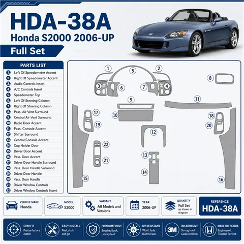 Honda S2000 2006-in poi set completo kit rivestimento cruscotto e interni 3D