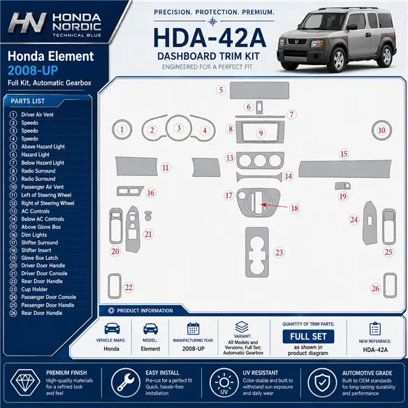 Honda Element 2008-in poi set completo; cambio automatico kit rivestimento cruscotto e interni 3D