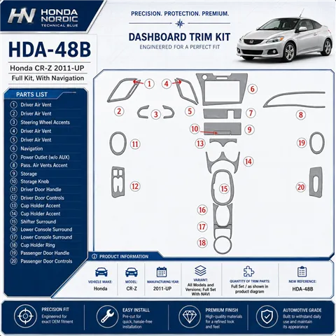 Honda CR-Z 2011-in poi set completo con navigatore kit rivestimento cruscotto e interni 3D